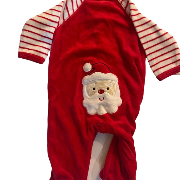 Little me Santa Velour Zip Footie 3 months - Picture 3 of 7